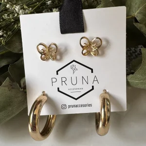 Aro Set Mariposa Argolla Ancha