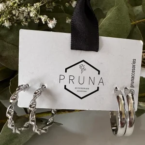 Aros Set Argolla Trenzada y Lisa