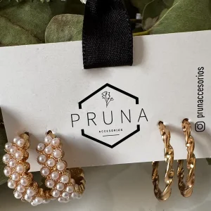 Aros Set Argollas Perlas Oro