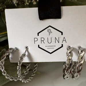 Aros Set Argollas Trenzados Plata